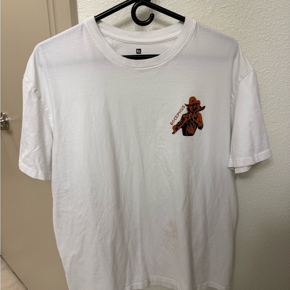 White Graphic Tee with Orange Design